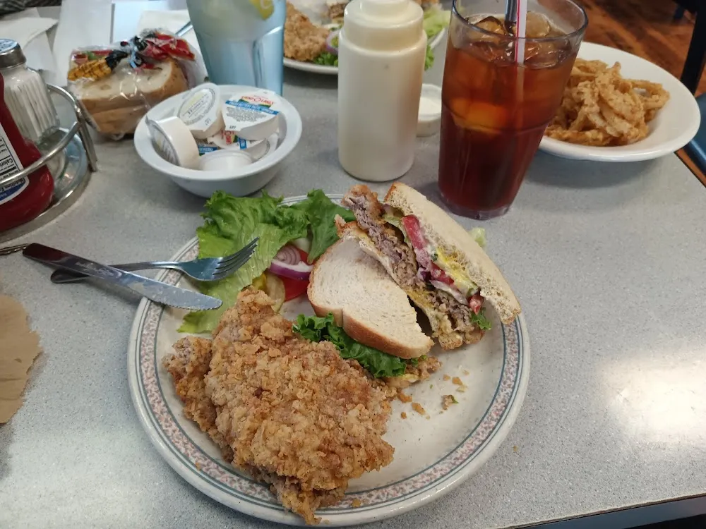 Pork Tenderloin Sandwich with Onion Rings